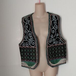 Beaded Boho Gypsy Festival Vest Rhenfaire Rhenfest